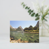 Nieuw-Zeeland, Miter Peak en Bowen die de rivier b Briefkaart (Staand voorkant)