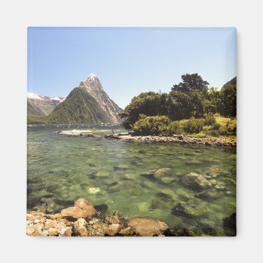 Nieuw-Zeeland, Miter Peak en Bowen die de rivier b Magneet (Voorkant)