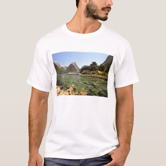 Nieuw-Zeeland, Miter Peak en Bowen die de rivier b T-shirt (Voorkant)