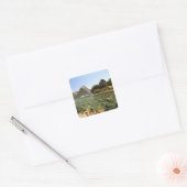 Nieuw-Zeeland, Miter Peak en Bowen die de rivier b Vierkante Sticker (Envelop)