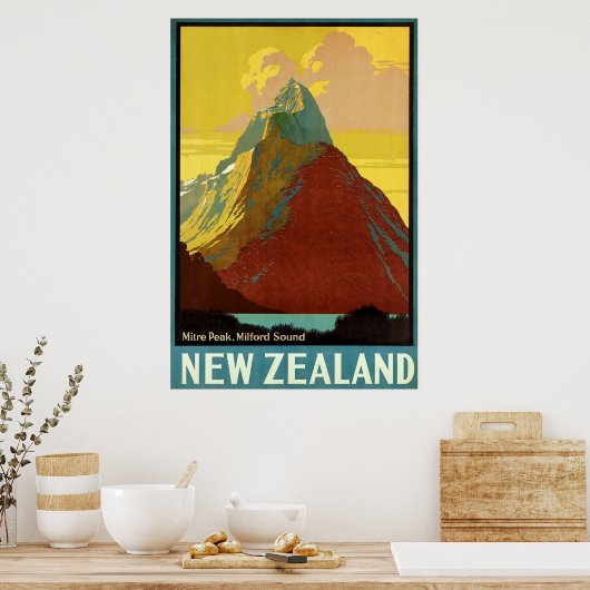 Nieuw-Zeeland ~ Miter Peak Poster (Keuken)