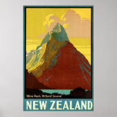 Nieuw-Zeeland ~ Miter Peak Poster (Voorkant)