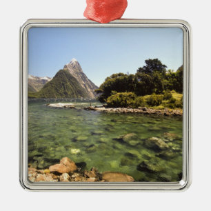 Nieuw-Zeeland, Mitre Peak, & Bowenrivier mondt in Metalen Ornament
