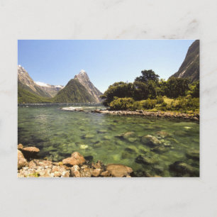Nieuw-Zeeland, Mitre Peak, & Bowenrivier mondt uit Briefkaart