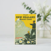 Nieuw-Zeeland Mount Cook Vintage Travel Poster Briefkaart (Staand voorkant)