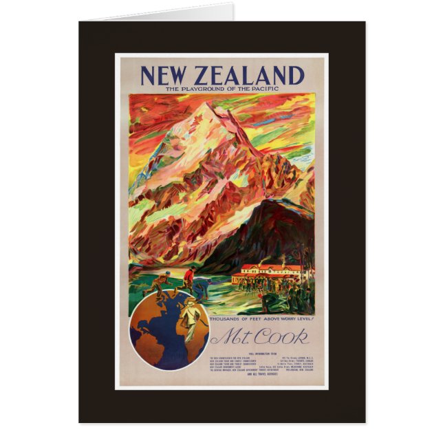 Nieuw-Zeeland Mt. Cook Vintage Travel Poster (Voorkant)