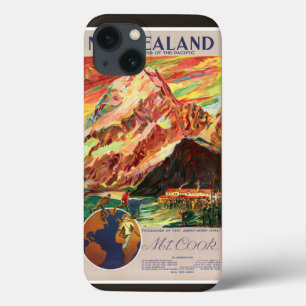 Nieuw-Zeeland Mt. Cook Vintage Travel Poster iPhone 13 Hoesje