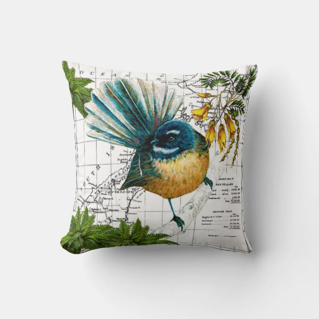 Nieuw-Zeeland Native Fantail Pillow Kussen (Voorkant)