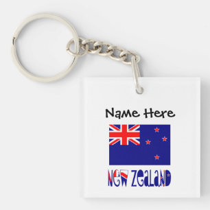Nieuw-Zeeland Nieuw-Zeelander Vlag Zwart Personali Sleutelhanger