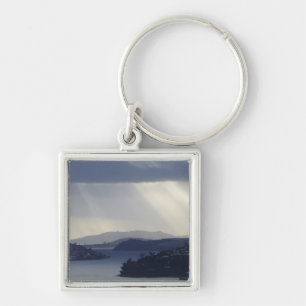 Nieuw-Zeeland, Otago, Dunedin, Lichtstralen over Sleutelhanger