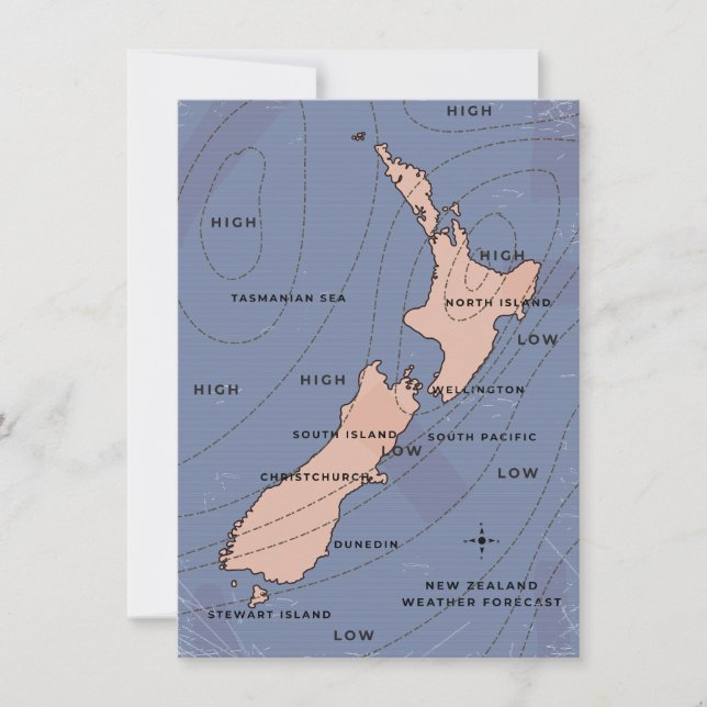 Nieuw-Zeeland Oude weerkaart (Voorkant)
