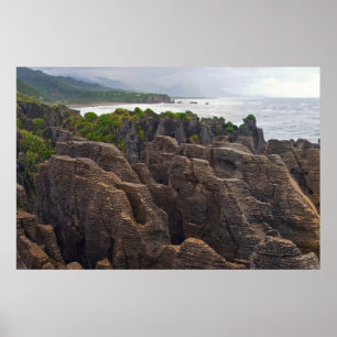 Nieuw-Zeeland: Pancake Rocks Poster