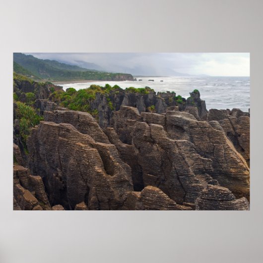 Nieuw-Zeeland: Pancake Rocks Poster (Voorkant)