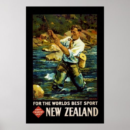  Nieuw-Zeeland Poster sporttoerisme 1930 (Voorkant)