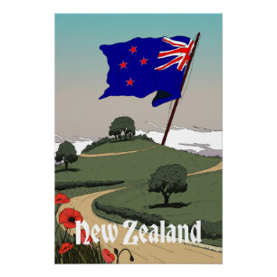 Nieuw-Zeeland Reis Reizen Vintage Perfect Poster