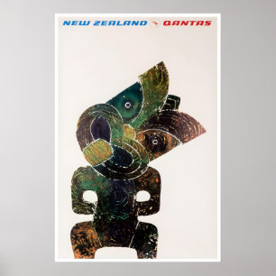 Nieuw-Zeeland Reisposter Qantas Kunstprint Poster