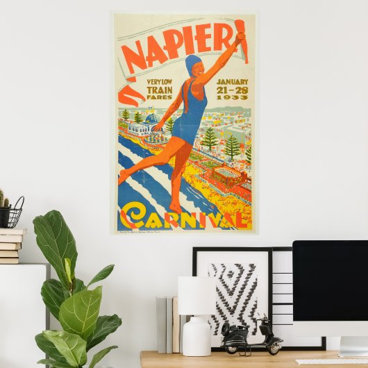  Nieuw-Zeeland reizen Napier Carnaval Poster (Thuiskantoor)