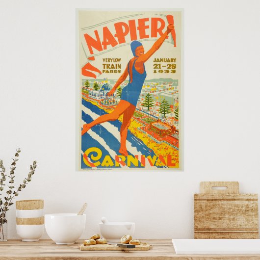  Nieuw-Zeeland reizen Napier Carnaval Poster (Keuken)