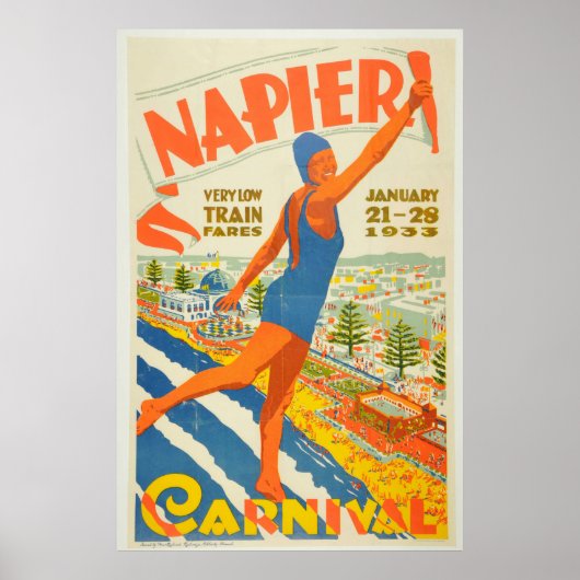  Nieuw-Zeeland reizen Napier Carnaval Poster (Voorkant)