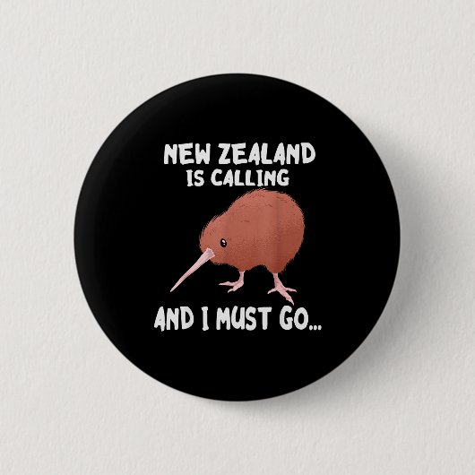 Nieuw-Zeeland Roept Kiwi Vogel Wilde Dieren Dier Ronde Button 5,7 Cm (Voorkant)