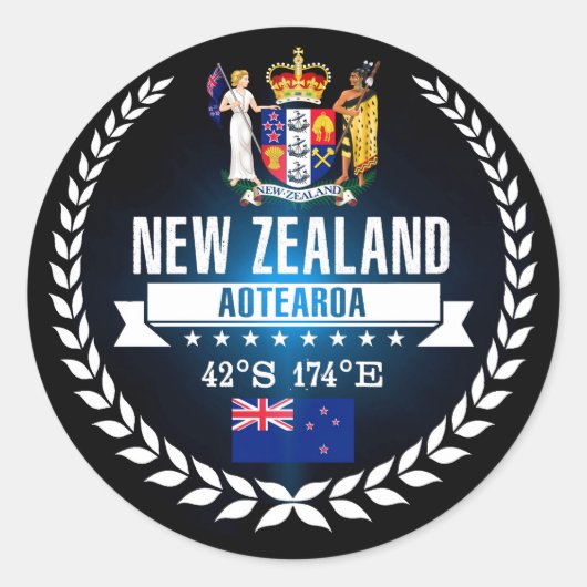 Nieuw-Zeeland Ronde Sticker (Voorkant)