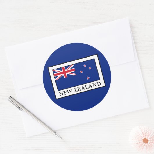 Nieuw-Zeeland Ronde Sticker (Envelop)