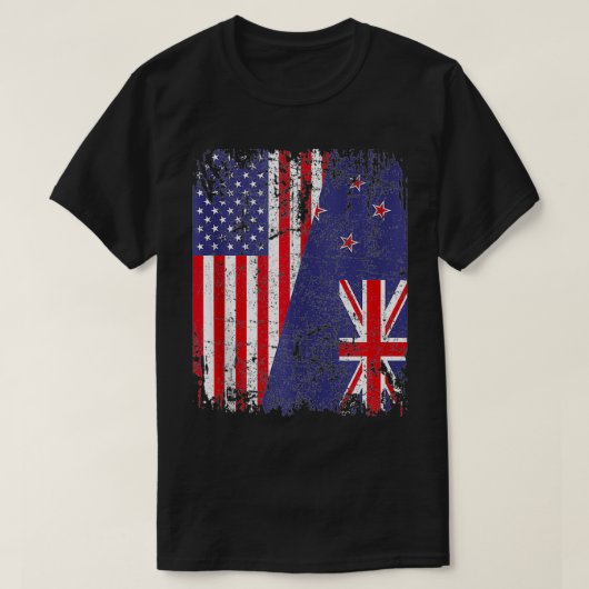 NIEUW-ZEELAND ROOT DE HalfAmerikaanse VLAG KIWI T-shirt (Design voorkant)