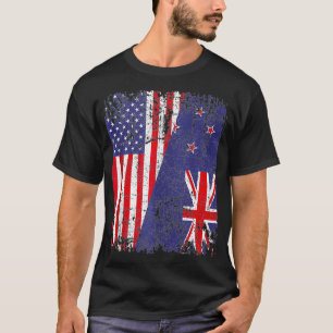 NIEUW-ZEELAND ROOT DE HalfAmerikaanse VLAG KIWI T-shirt