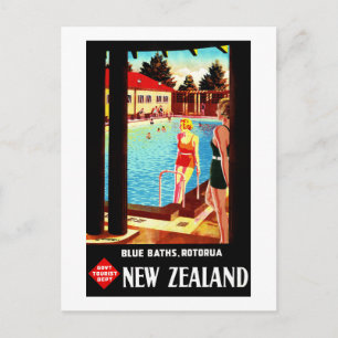 Nieuw-Zeeland Rotorua Vintage Poster hersteld Briefkaart