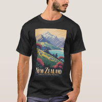 Nieuw-Zeeland Schapen Illustratie Reis Kunst Vinta
