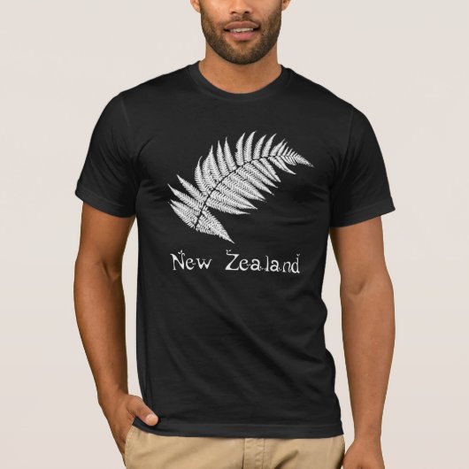 Nieuw-Zeeland Silver Fern Black Mannen T-Shirt (Voorkant)