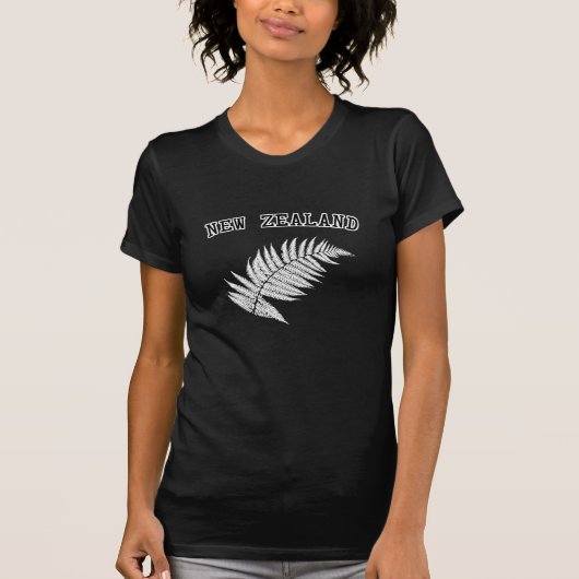 Nieuw-Zeeland Silver Fern Black T-Shirt (Voorkant)