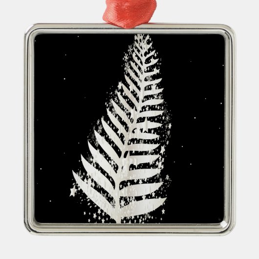Nieuw-Zeeland SIlver Fern kerstboom Metalen Ornament (Voorkant)