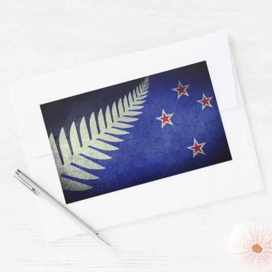 Nieuw-Zeeland Silver Fern Rechthoekige Sticker (Envelop)