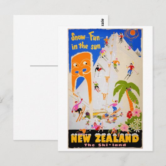 Nieuw-Zeeland Sneeuwpret in de zonnevlek Briefkaart (Voorkant / Achterkant)