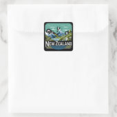 Nieuw-Zeeland Stille Zuidzee Vierkante Sticker (Tas)
