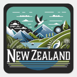 Nieuw-Zeeland Stille Zuidzee Vierkante Sticker