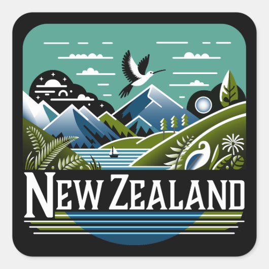 Nieuw-Zeeland Stille Zuidzee Vierkante Sticker (Voorkant)