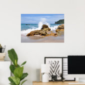 Nieuw-Zeeland Tairua Beach Waves Poster (Thuiskantoor)