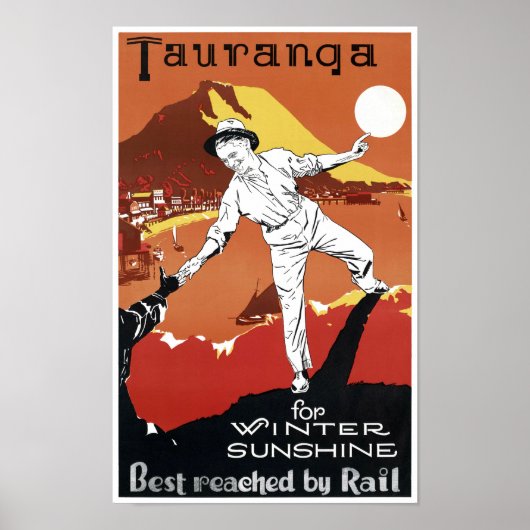 Nieuw-Zeeland Tauranga Vintage Poster opnieuw inge (Voorkant)
