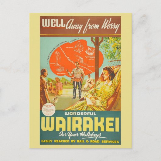 Nieuw-Zeeland Toerisme Retro Reizen Briefkaart (Voorkant)