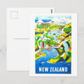 Nieuw-Zeeland Travel Poster Briefkaart (Voorkant / Achterkant)