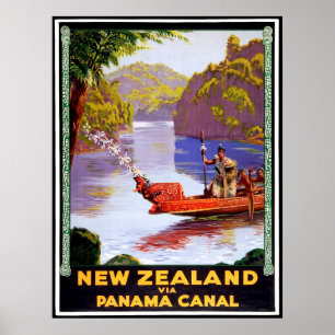 Nieuw-Zeeland via het Panama-kanaal, mensen op boo Poster
