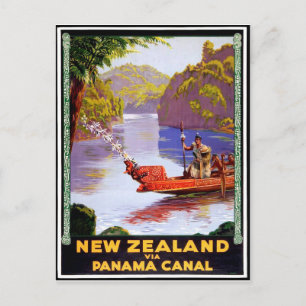 Nieuw-Zeeland via het Panamakanaal, mensen op boot Briefkaart