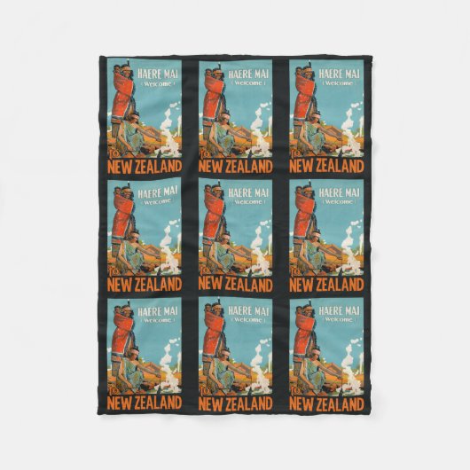Nieuw-Zeeland vintage reis fleece deken (Voorkant)