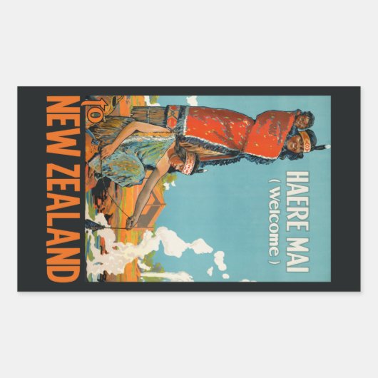 Nieuw-Zeeland vintage reizen stickers (Voorkant)