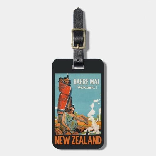Nieuw-Zeeland Vintage Travel, aangepast bagagelabe Bagagelabel (Voorkant verticaal)