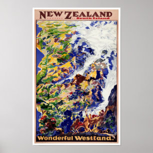 Nieuw-Zeeland Vintage Travel Poster