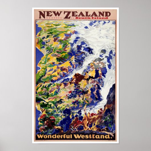 Nieuw-Zeeland Vintage Travel Poster (Voorkant)