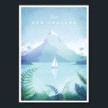 Nieuw-Zeeland Vintage Travel Poster<br><div class="desc">Reisposter in stijl van Nieuw-Zeeland. Illustratie van een fiord-meer in Nieuw-Zeeland. De tekst leest Bezoek Nieuw-Zeeland. Oorspronkelijke hand getekend en digitaal weergegeven als illustratie door Henry Rivers voor Travel Poster Co.</div>